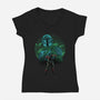 Beskar Hunter Nightsky-Womens-V-Neck-Tee-Astrobot Invention