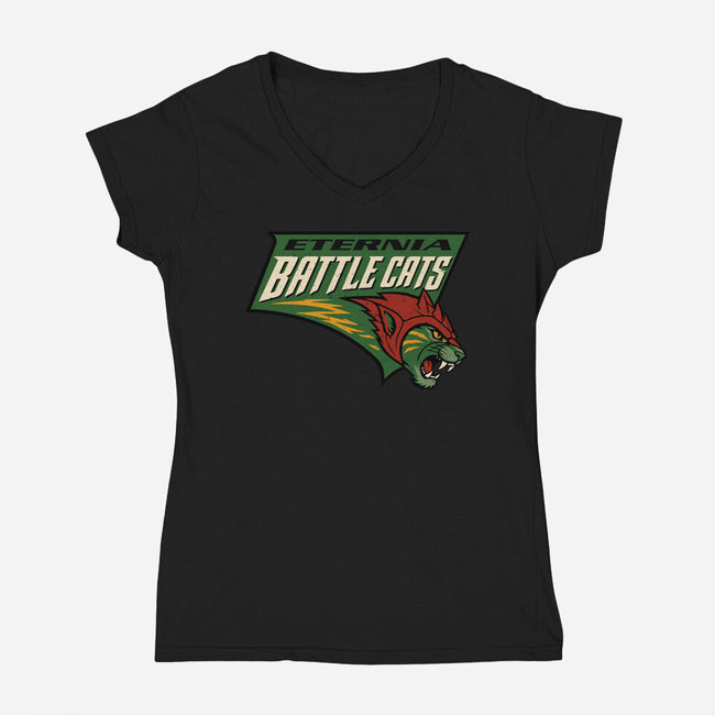 Battle Cats-Womens-V-Neck-Tee-Melonseta
