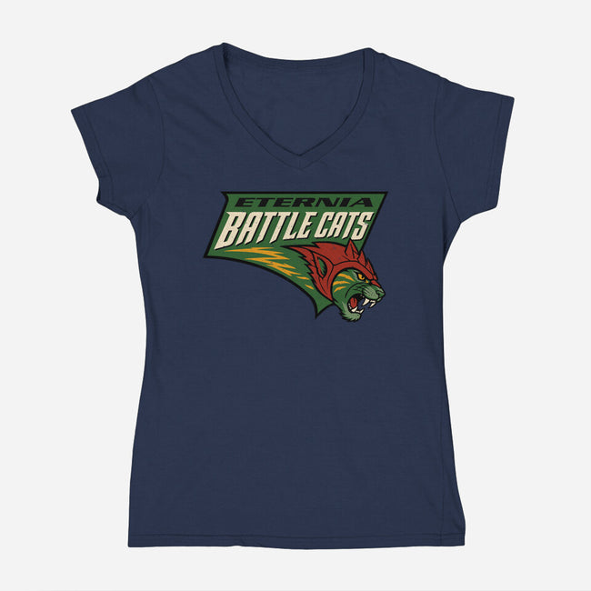 Battle Cats-Womens-V-Neck-Tee-Melonseta