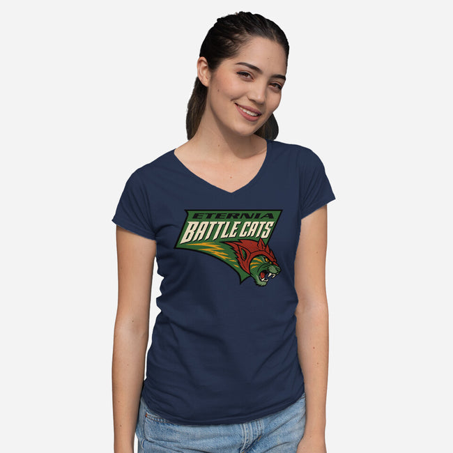 Battle Cats-Womens-V-Neck-Tee-Melonseta