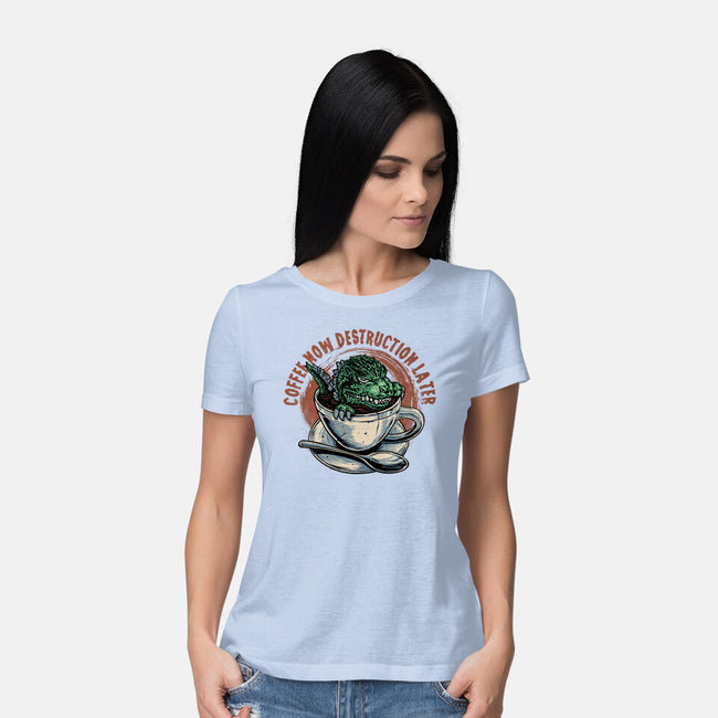 Destruction Later-Womens-Basic-Tee-glitchygorilla
