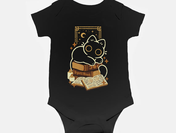 Cute Black Cat On Spellbooks