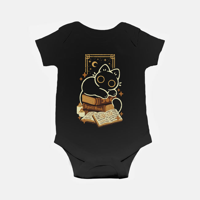 Cute Black Cat On Spellbooks-Baby-Basic-Onesie-xMorfina