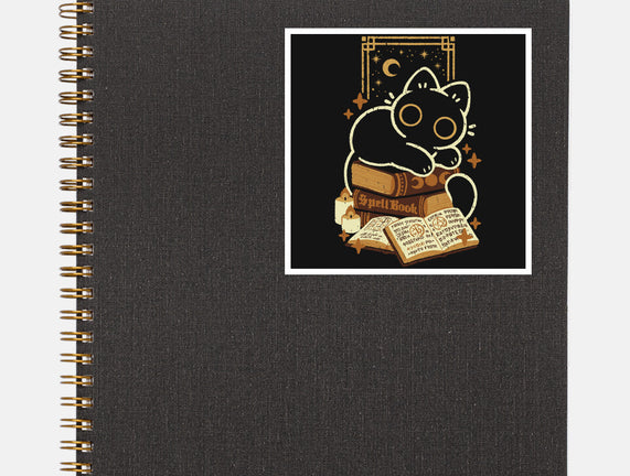 Cute Black Cat On Spellbooks