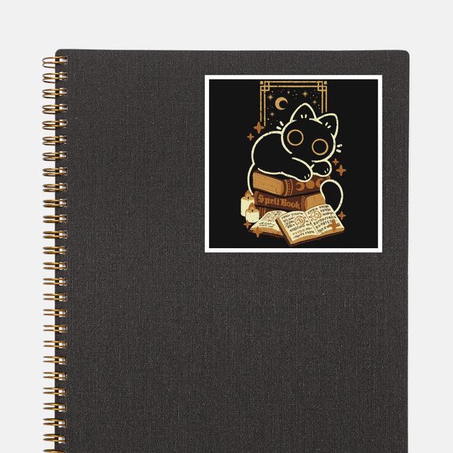 Cute Black Cat On Spellbooks-None-Glossy-Sticker-xMorfina