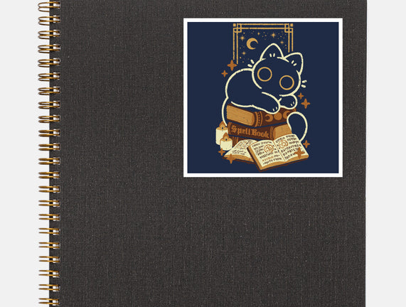 Cute Black Cat On Spellbooks