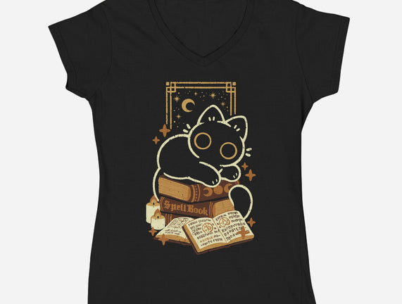 Cute Black Cat On Spellbooks