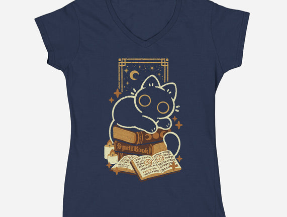 Cute Black Cat On Spellbooks