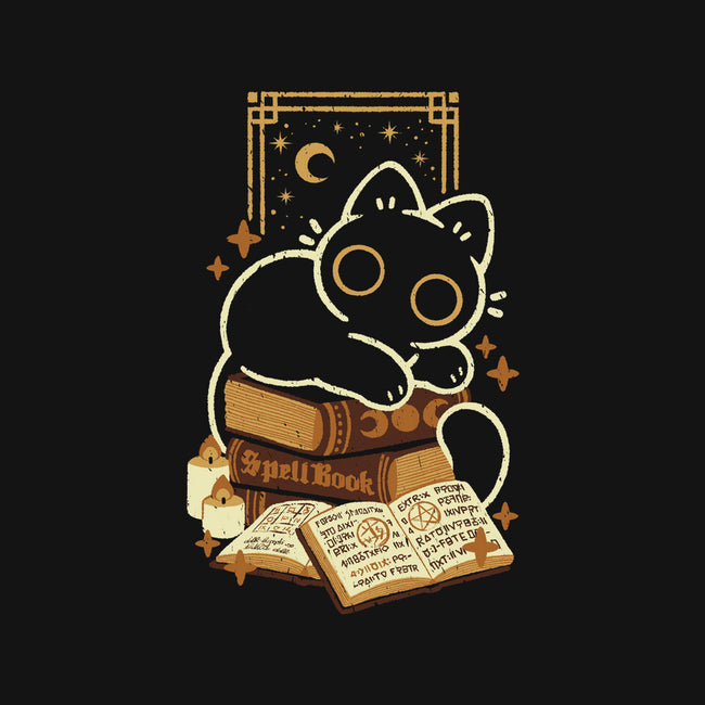 Cute Black Cat On Spellbooks-None-Basic Tote-Bag-xMorfina