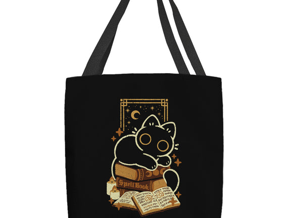 Cute Black Cat On Spellbooks