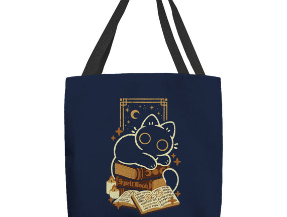 Cute Black Cat On Spellbooks