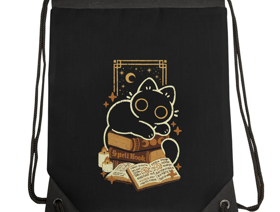 Cute Black Cat On Spellbooks