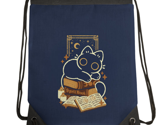 Cute Black Cat On Spellbooks