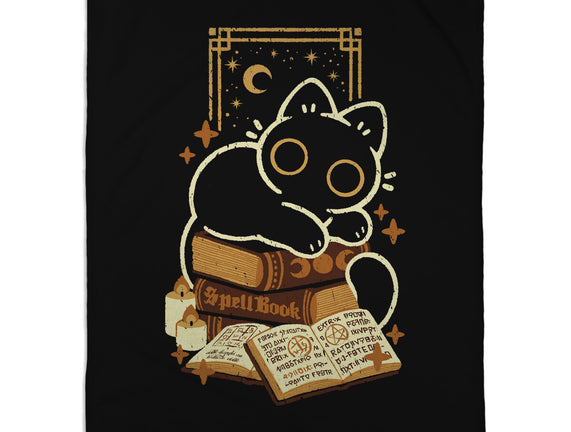 Cute Black Cat On Spellbooks