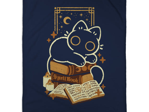 Cute Black Cat On Spellbooks