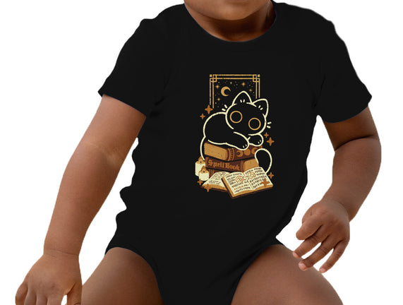 Cute Black Cat On Spellbooks