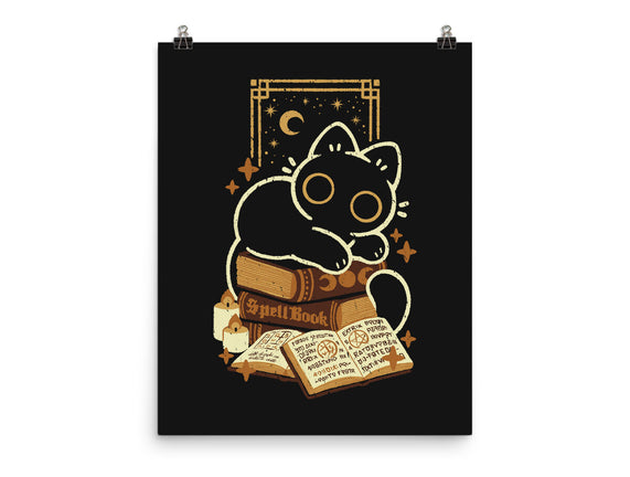 Cute Black Cat On Spellbooks