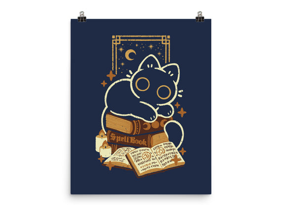Cute Black Cat On Spellbooks