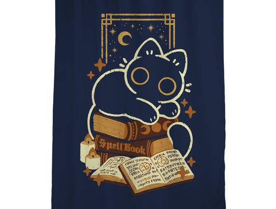 Cute Black Cat On Spellbooks