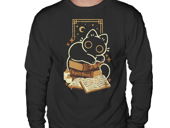 Cute Black Cat On Spellbooks