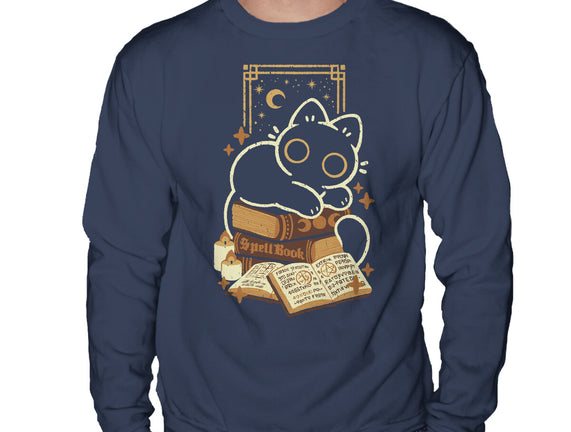 Cute Black Cat On Spellbooks