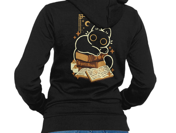 Cute Black Cat On Spellbooks