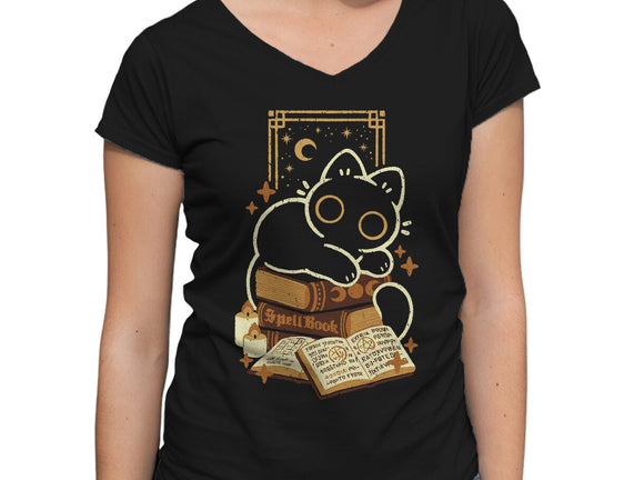 Cute Black Cat On Spellbooks