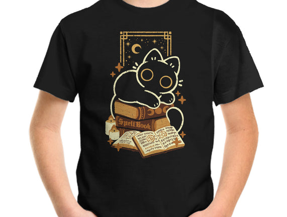 Cute Black Cat On Spellbooks