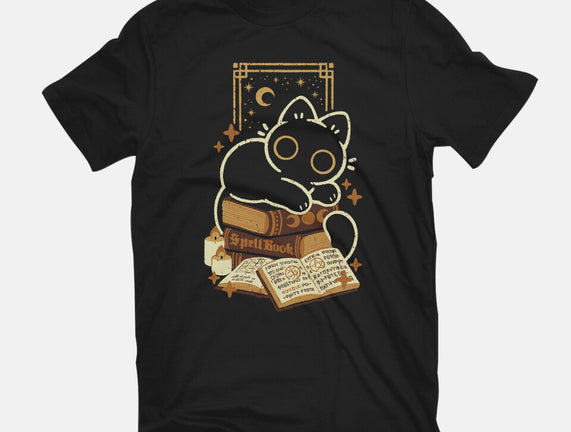 Cute Black Cat On Spellbooks