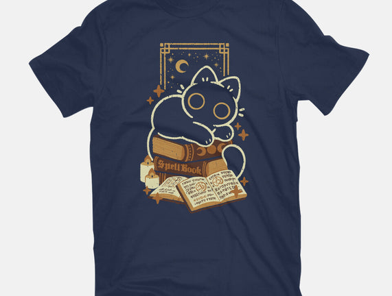 Cute Black Cat On Spellbooks