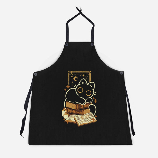 Cute Black Cat On Spellbooks-Unisex-Kitchen-Apron-xMorfina