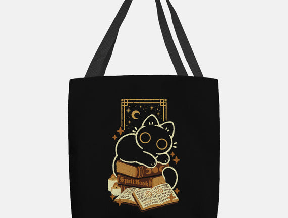 Cute Black Cat On Spellbooks