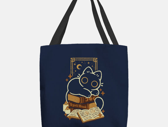 Cute Black Cat On Spellbooks