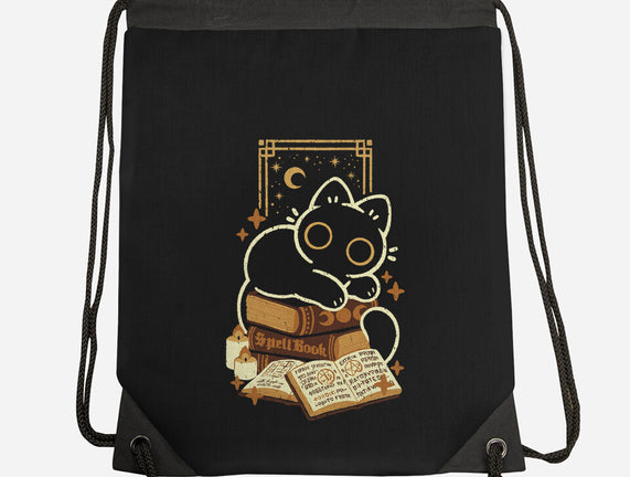 Cute Black Cat On Spellbooks