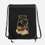Cute Black Cat On Spellbooks-None-Drawstring-Bag-xMorfina