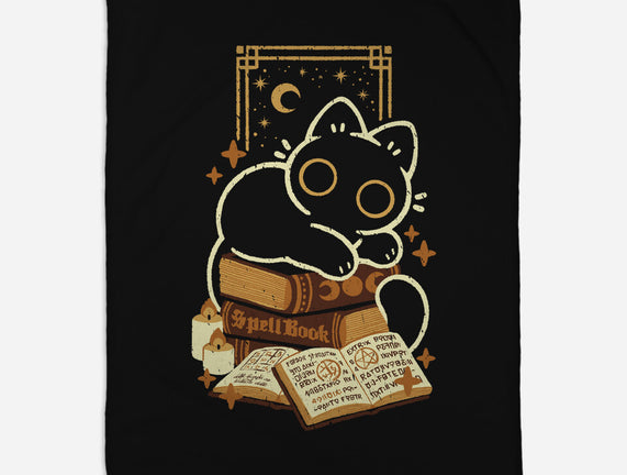 Cute Black Cat On Spellbooks