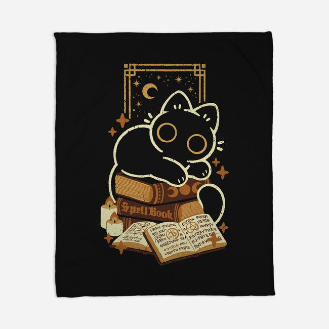 Cute Black Cat On Spellbooks-None-Fleece-Blanket-xMorfina