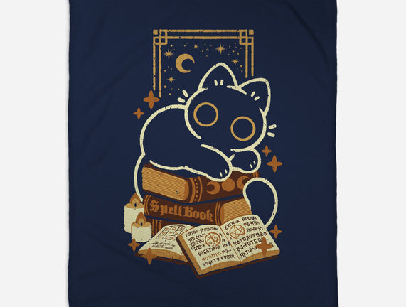 Cute Black Cat On Spellbooks