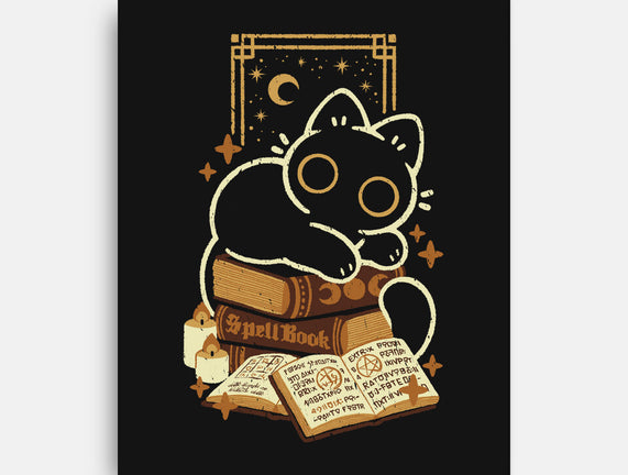 Cute Black Cat On Spellbooks