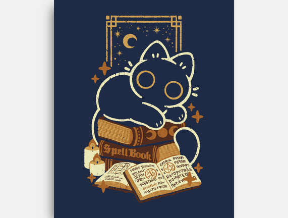 Cute Black Cat On Spellbooks