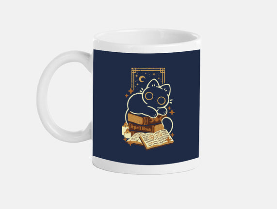 Cute Black Cat On Spellbooks