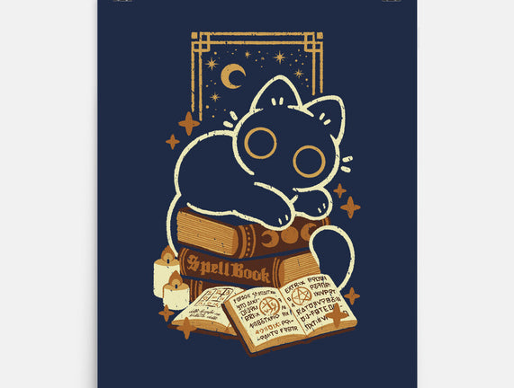 Cute Black Cat On Spellbooks