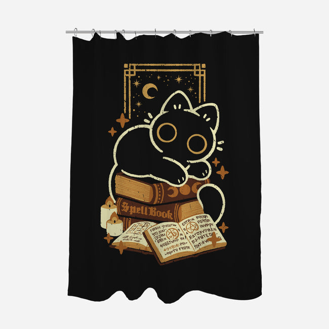 Cute Black Cat On Spellbooks-None-Polyester-Shower Curtain-xMorfina