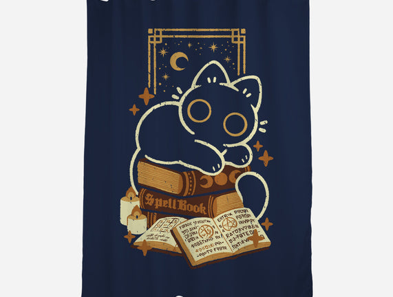 Cute Black Cat On Spellbooks