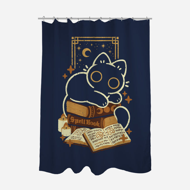 Cute Black Cat On Spellbooks-None-Polyester-Shower Curtain-xMorfina