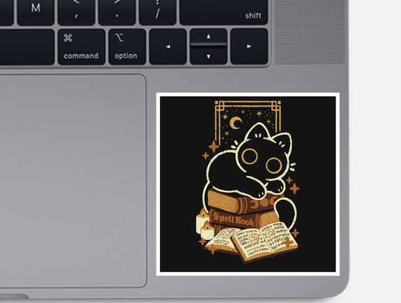 Cute Black Cat On Spellbooks