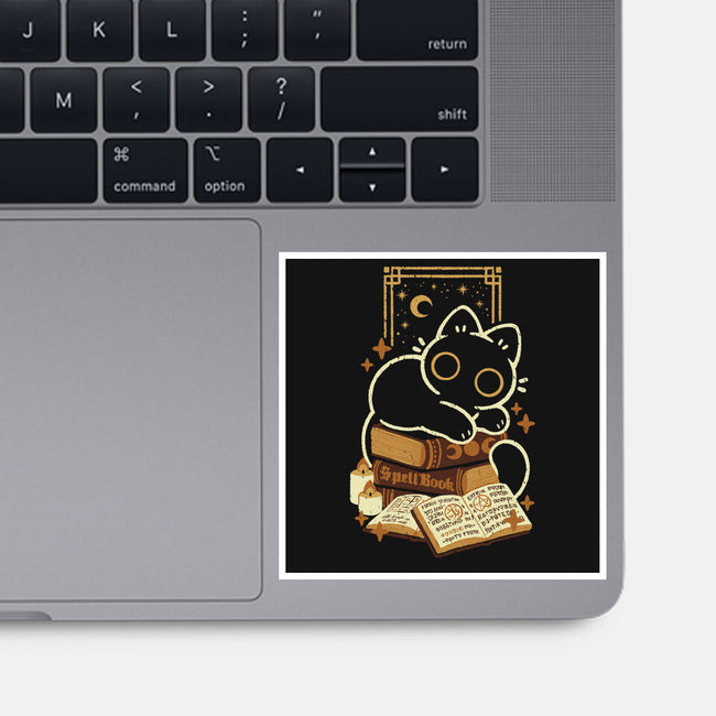 Cute Black Cat On Spellbooks-None-Glossy-Sticker-xMorfina