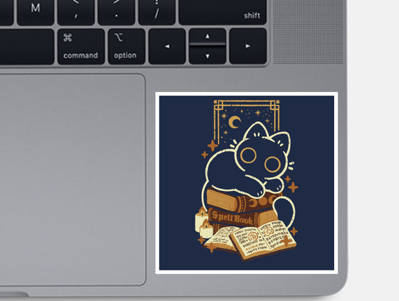Cute Black Cat On Spellbooks