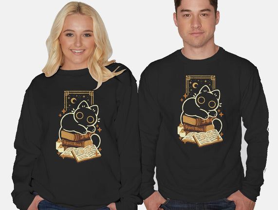 Cute Black Cat On Spellbooks