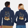 Cute Black Cat On Spellbooks-Unisex-Zip-Up-Sweatshirt-xMorfina